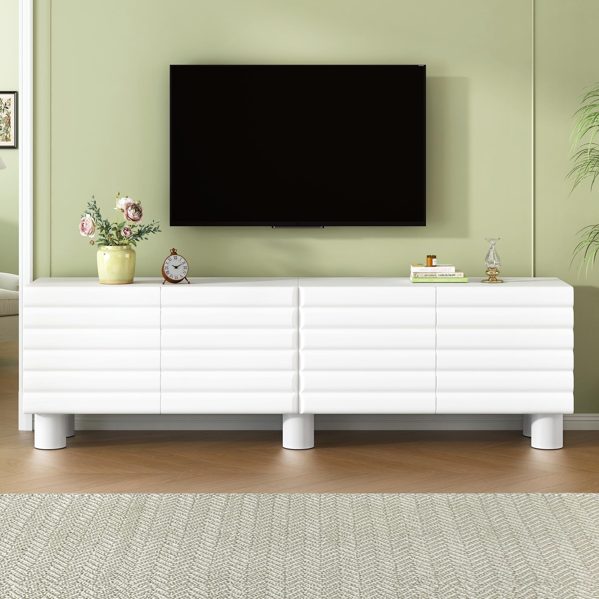 Amazon.com: Merax Stylish Thick Wavy Door TV Cabinet with