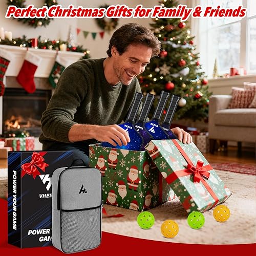 Vista 8 de Juego de 4 palas de pickleball de fibra de carbono de 0.63 pulgadas, ligeras, silenciosas, para interiores y exteriores, equipo de pickleball con 4