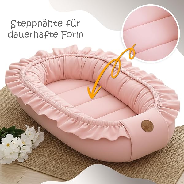Réducteur de Lit Bébé 90x50cm en Coton, Cocon polyvalent pour Nid d'Ange Couffin et Naissance pratique et léger idéal pour le transport parfait pour filles et garçons Rose Sale - 4