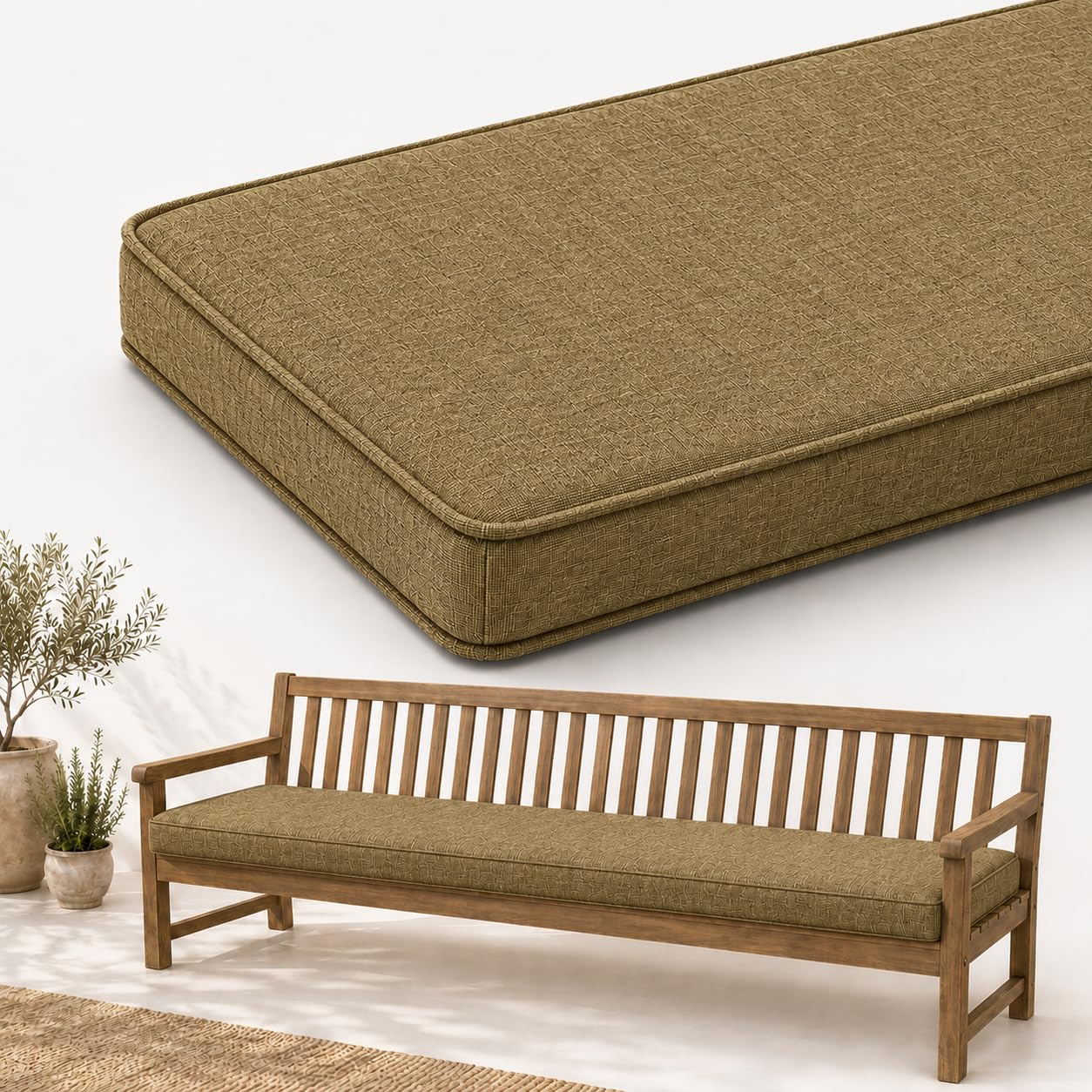 AZMAHT Linen Bench Cushion Indoor - Comfort Seat Pad for Dining Bench Window