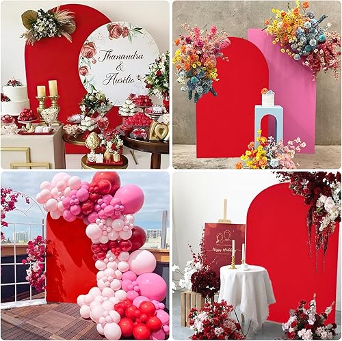 Miniatura 6 de Cubierta de telón de fondo de arco rojo  Cubierta de fondo de arco de boda roja de 2 lados de elastano, cubierta de telón de fondo de Chiara para