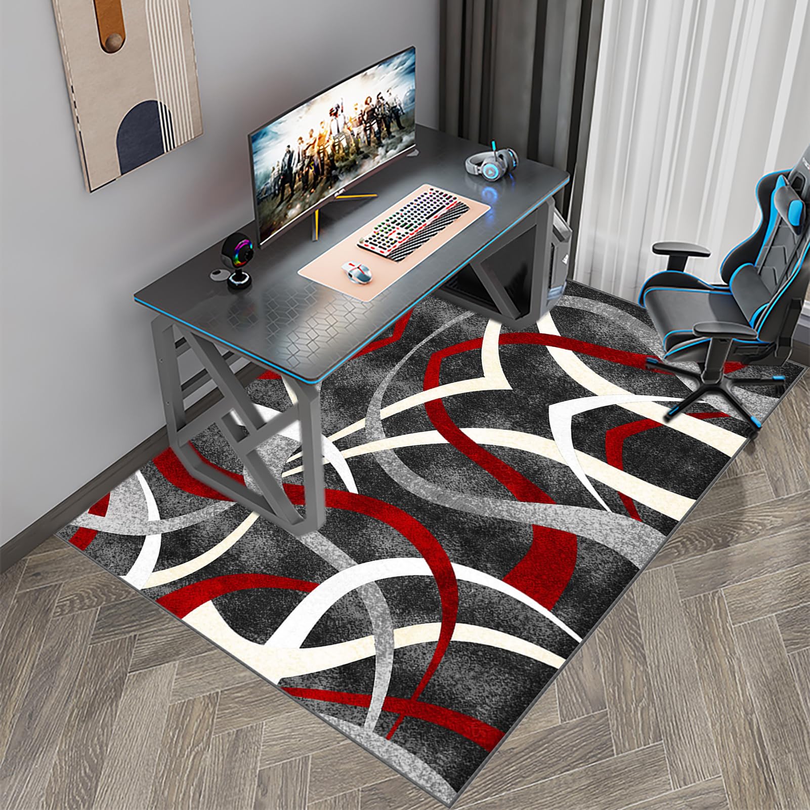 Tapis de chaise de bureau haut de gamme pour tapis à poils courts pour ordinateur de bureau, chaise de jeu avec surface facile à glisser, 90 x 140 cm, protection de sol pour bureau à domicile