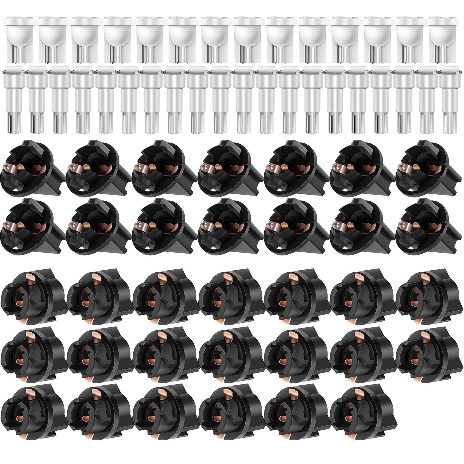 ECCPP Instrument Cluster Dash Panel Lights with Twist Lock Socket T10-6-3020-SMD-White T10 Twist Lock T5-1-5050-SMD-White 161 168 184 192 193 259 280