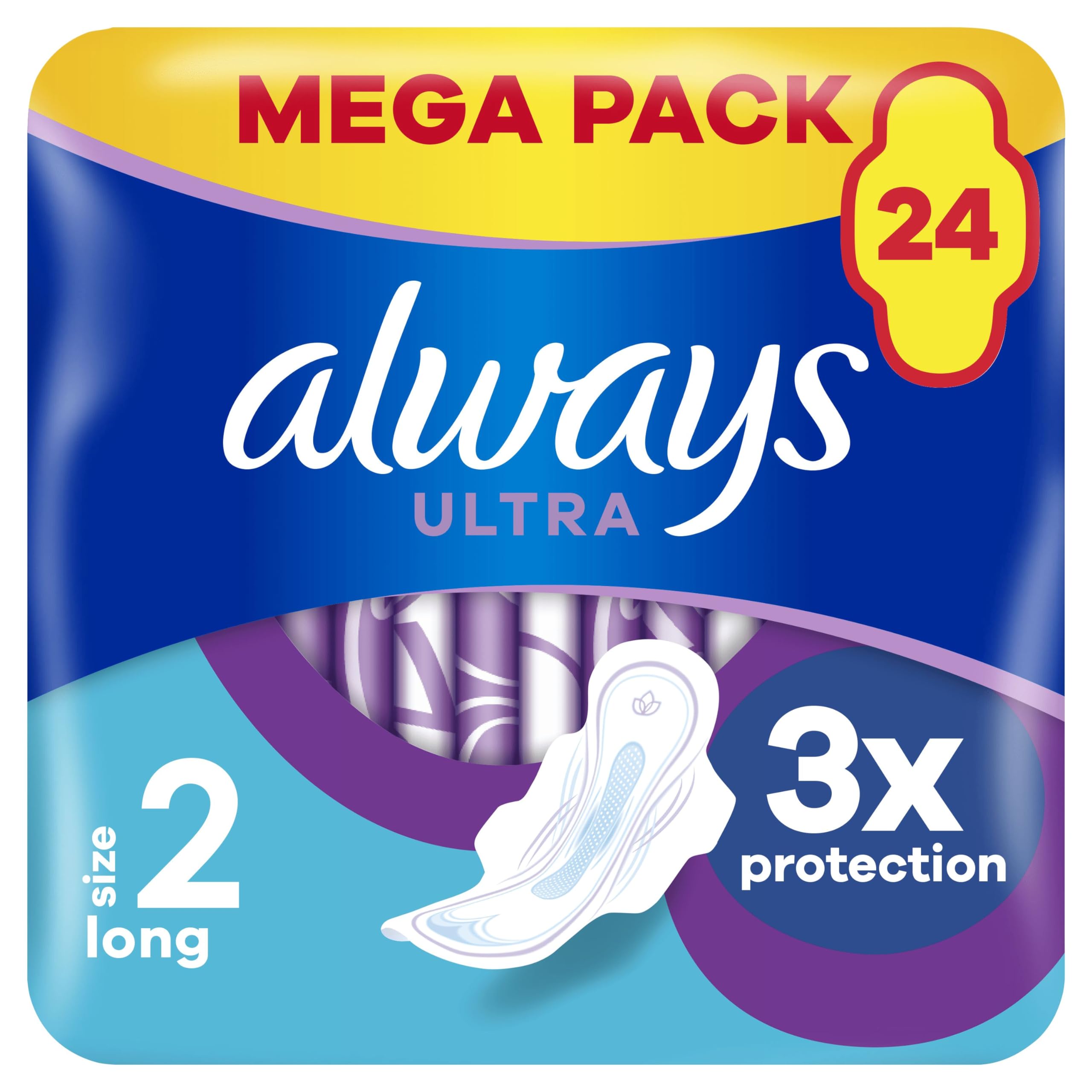 B&Q -  Ultra Sanitary Towels Long (Size 2) Wings X 24 PadsSuper Absorbent And Ultra ThinFor Menstrual Periods