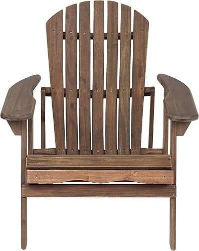 Miniatura 4 de Silla Adirondack asiento plegable de madera de acacia rústica para patio, diseño tradicional de listones para relajación al aire libre y decoración