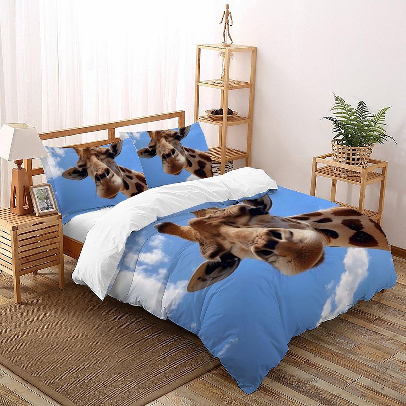 Housse de couette girafe avec fermeture éclair pratique