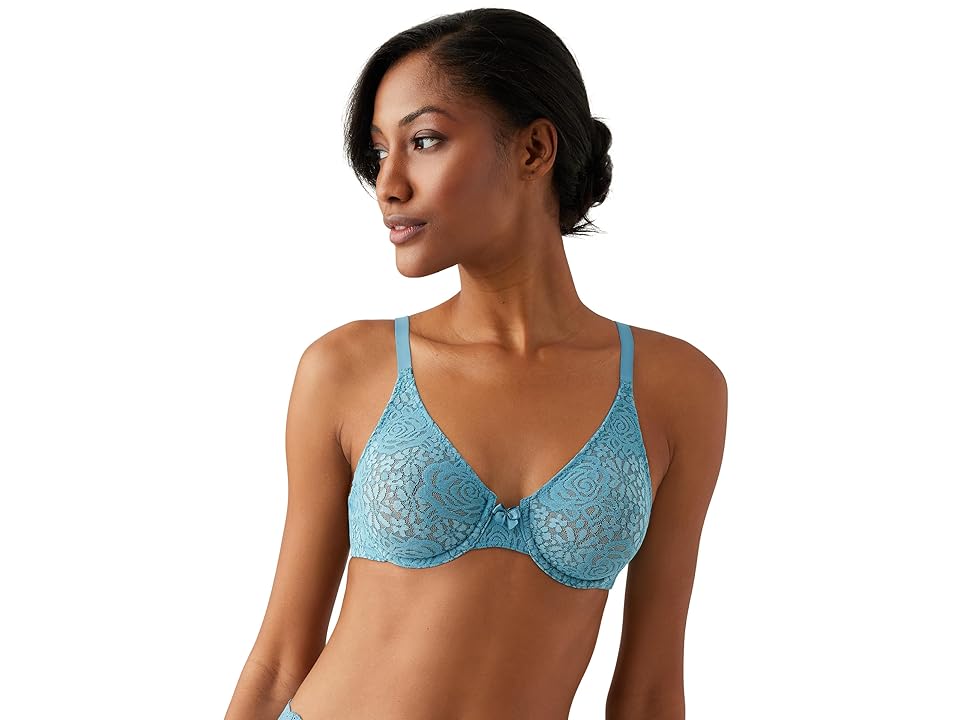 Wacoal Halo Lace Underwire Bra 851205 (Adriatic Blue) Women's Bra INTERNATIONAL SHIPPING