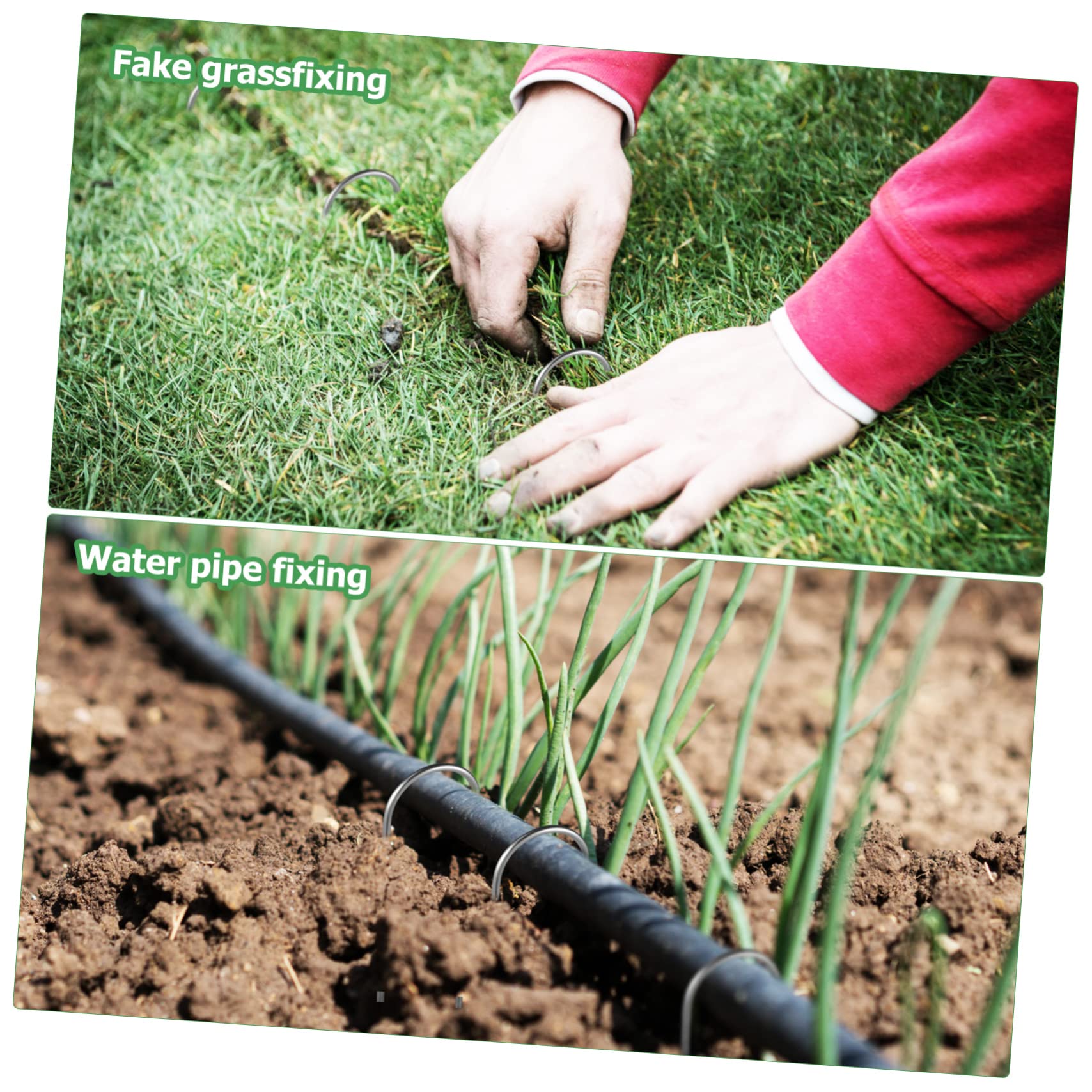 Piquets de Jardin en U 100 Pièces en Fer pour Fixation Rapide