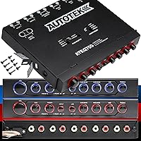 Vista 1 de Autotek ATEQ709 Ecualizador de audio de 4 bandas con crossover integrado de 2 vías, 9 voltios, 1/2 DIN, ecualizador de reamplificador con cruce