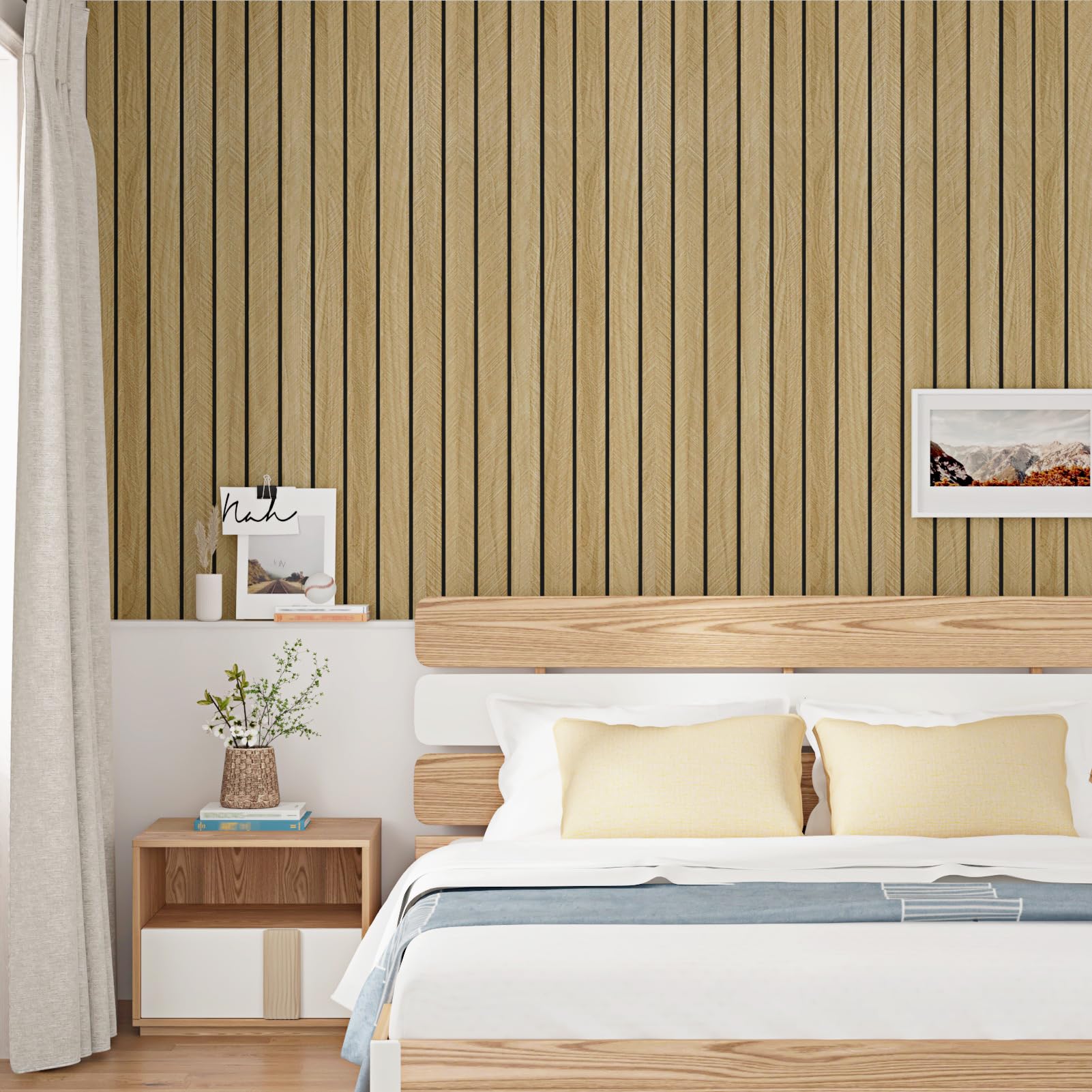 Paneles De Pared Autoadhesivos Marron Claro 3D Efecto Madera Para Sala De Estar Salon Dormitorio Paneles Decorativos Para Pared Paneles De Pared Espuma Acusticaen PVC Rollo 30cm x 300cm