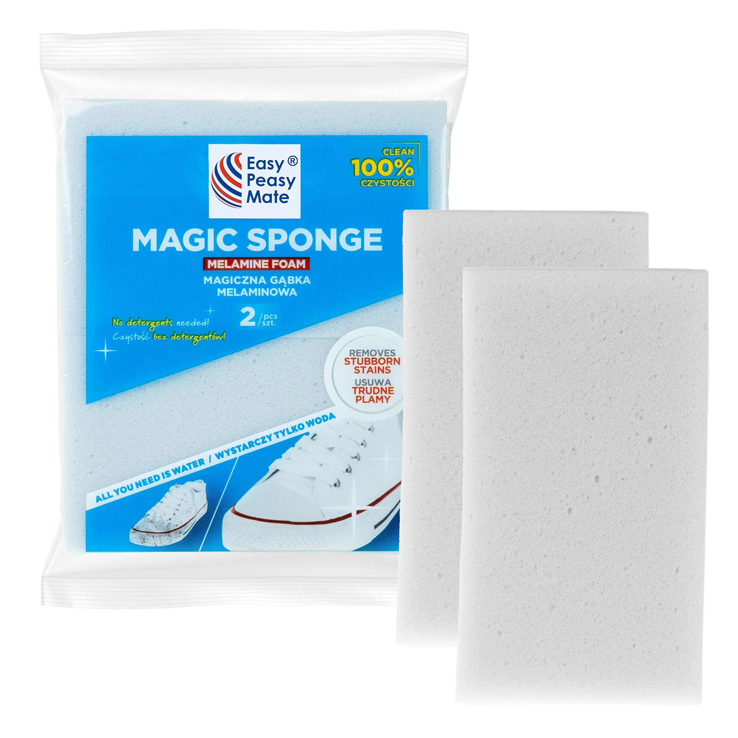 Magic Eraser Sponge for Walls & Household Cleaning – Stain & Mark Removal Melamine Pad – Pack of 2