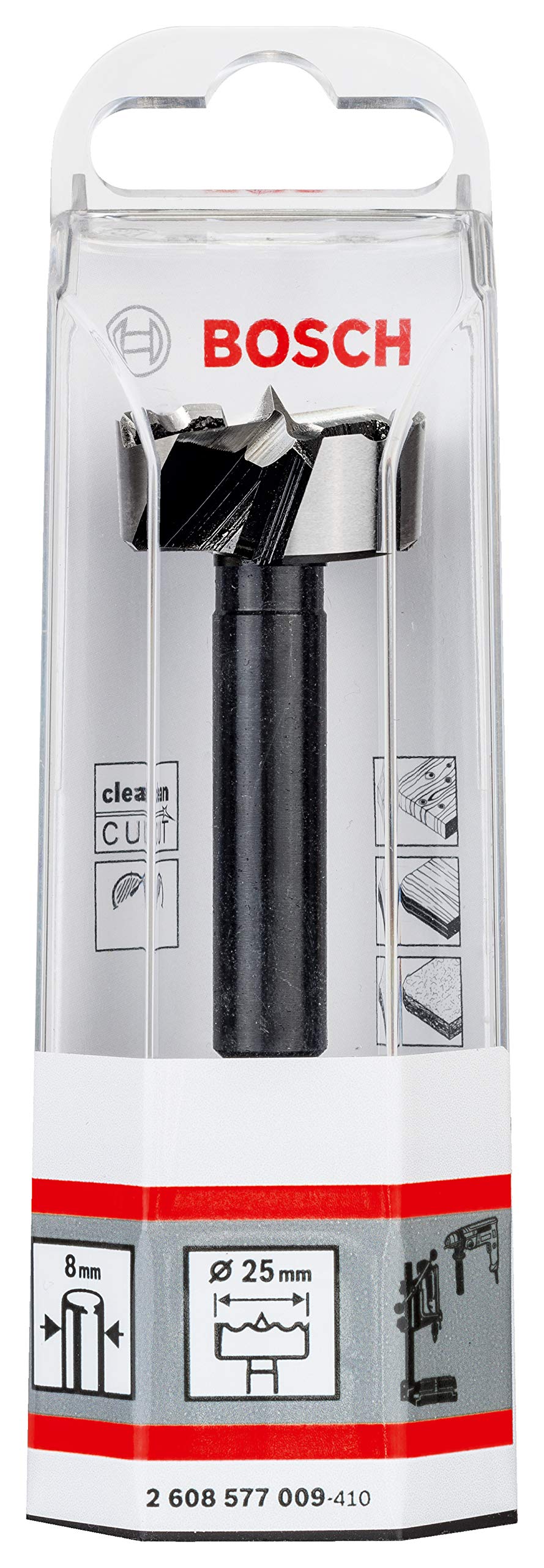 Bosch Professional Broca fresadora para madera (para madera, diámetro 25 mm, longitud 90 mm, accesorio para taladro)