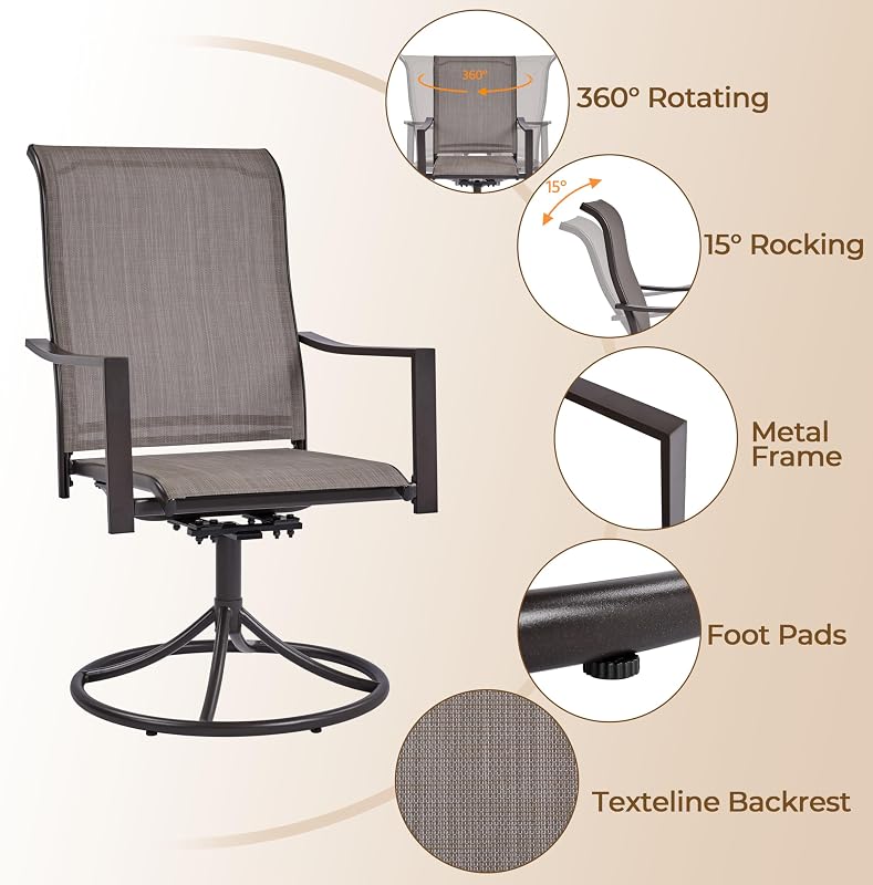 Yaheetech Patio Chairs Set of 2 Swivel Outdoor Dining Chairs High-Back image 4