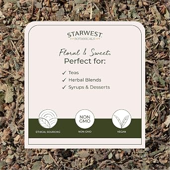 Starwest Botanicals Organic Linden Leaf & Flowers - Dried Loose Leaf Herb for Tea, Syrup, Herbal Blends, Pure & Natural Linden, Caffeine Free, Cut & Sifted, Certified Kosher, Non-GMO - 4 oz Pouch
