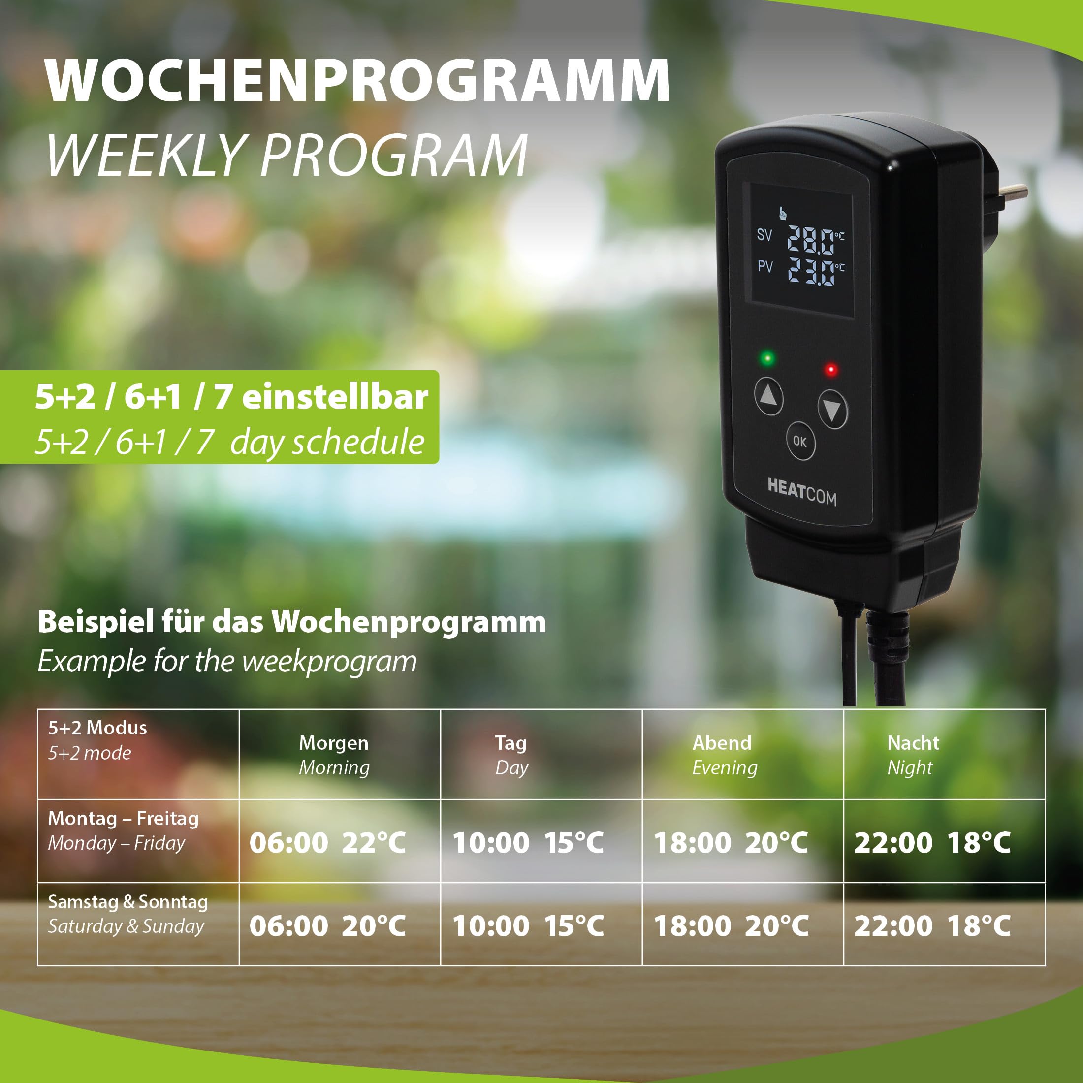 HC200 UNI termostat do gniazdka zewnętrznego, czujnik 2 m, IP44, 3000 W