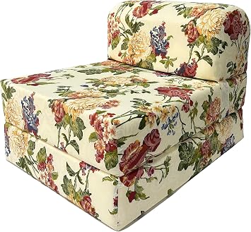D&D Futon Furniture Sleeper Chair Folding Foam Beds, Portable Studio Guest Sofa Bed Big Roses, 70 x 24 x 6