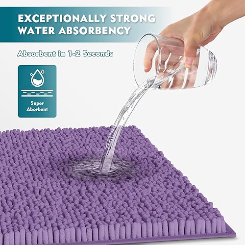 Miniatura 172 de Juego de 3 alfombras de baño extrasuaves y absorbentes, alfombras de baño de felpilla, alfombra de felpa antideslizante, juego de baño con alfombras