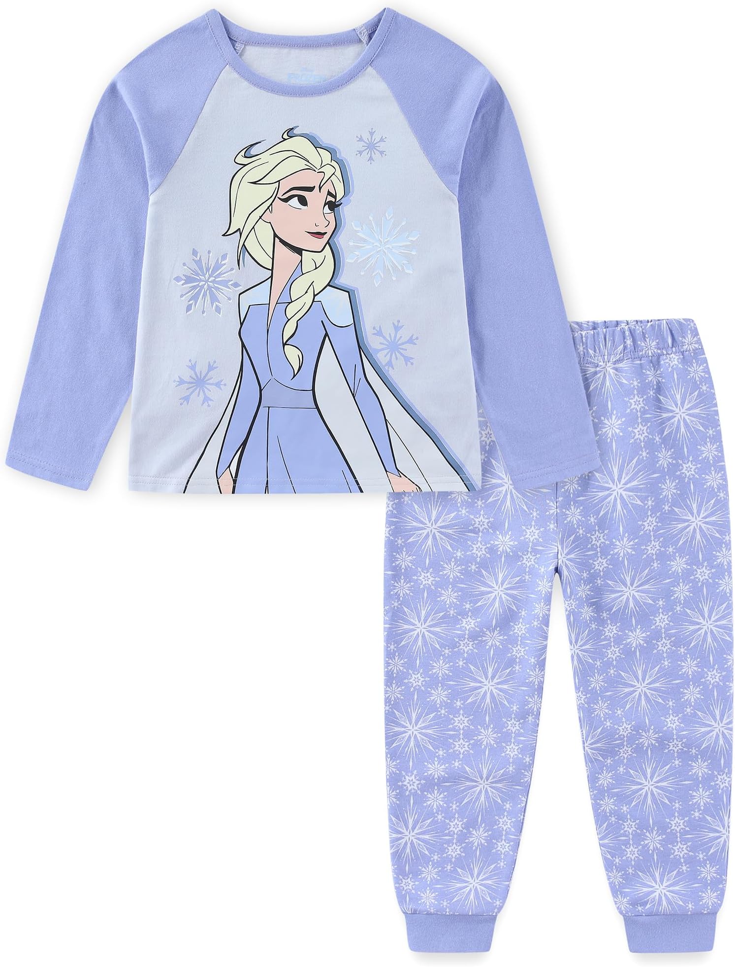 Frozen Girls 2 Piece Long Sleeve Shirt and French Terry Pants Set for Toddler and Big Kids