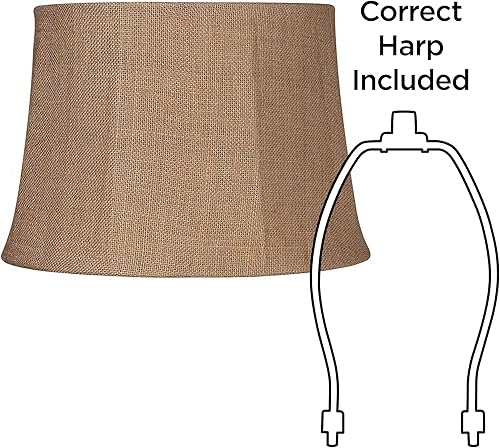 Miniatura 5 de Juego de 2 pantallas de lámpara de tambor de tapa blanda, de arpillera natural, medianas, 13 pulgadas, parte superior x 16 pulgadas inferior x 10.75