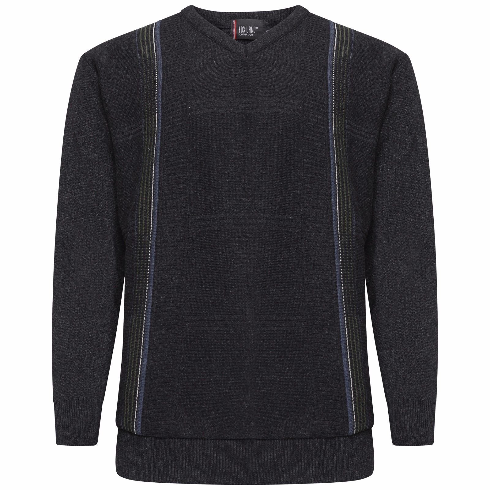 MyShoeStore Men's Striped V Neck Jumper Pullover Long Sleeve Knitwear Formal Business Casual Sweater Fine Knit Top S-5XL Charcoal Grey 4XL