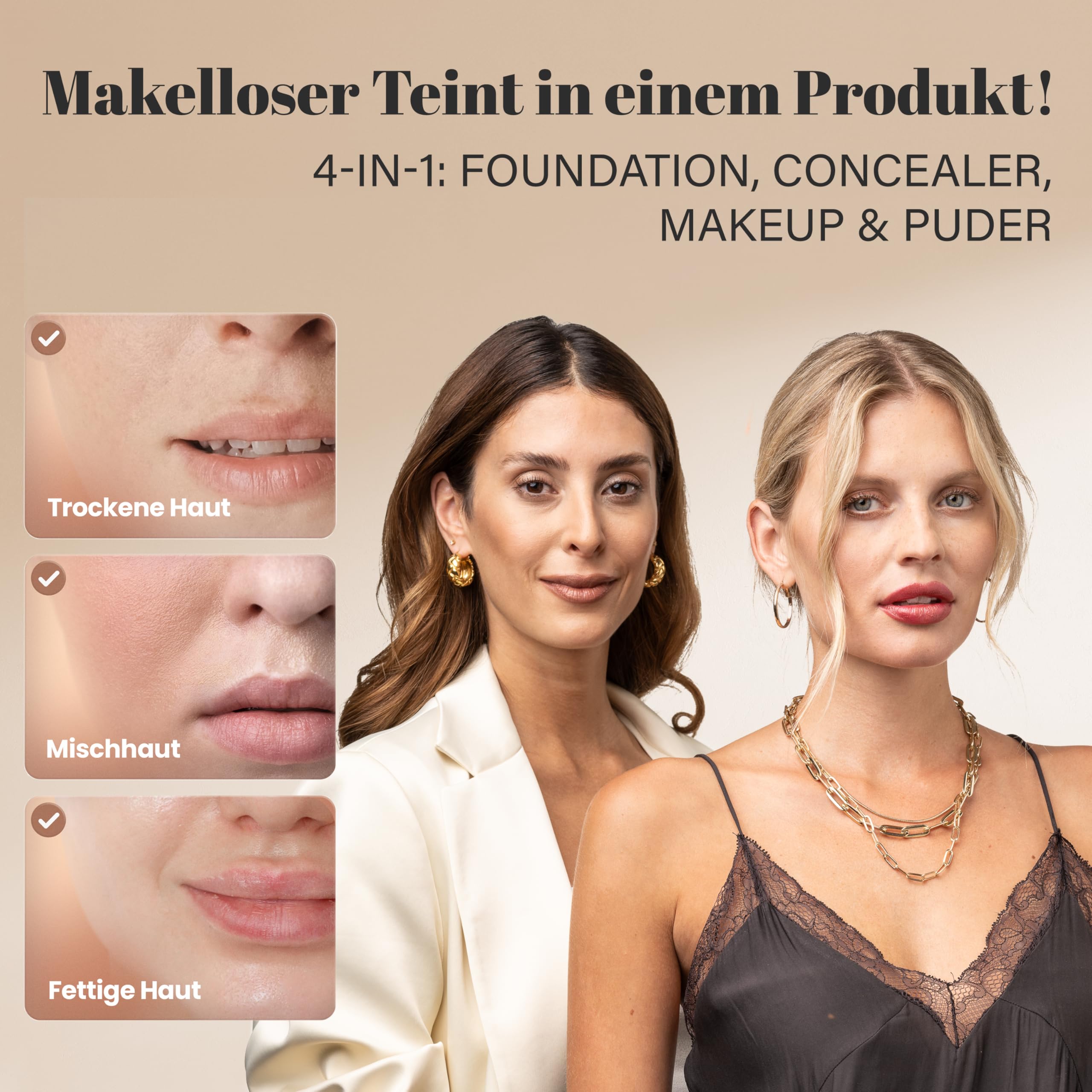 EGYPT-WONDER Makeup Mousse – 4 in 1 Make-Up, Foundation, Primer, Concealer – Luftige Textur – Natürlich mattes Finish – angenehmes Tragegefühl – Für alle Hauttypen – 30ml