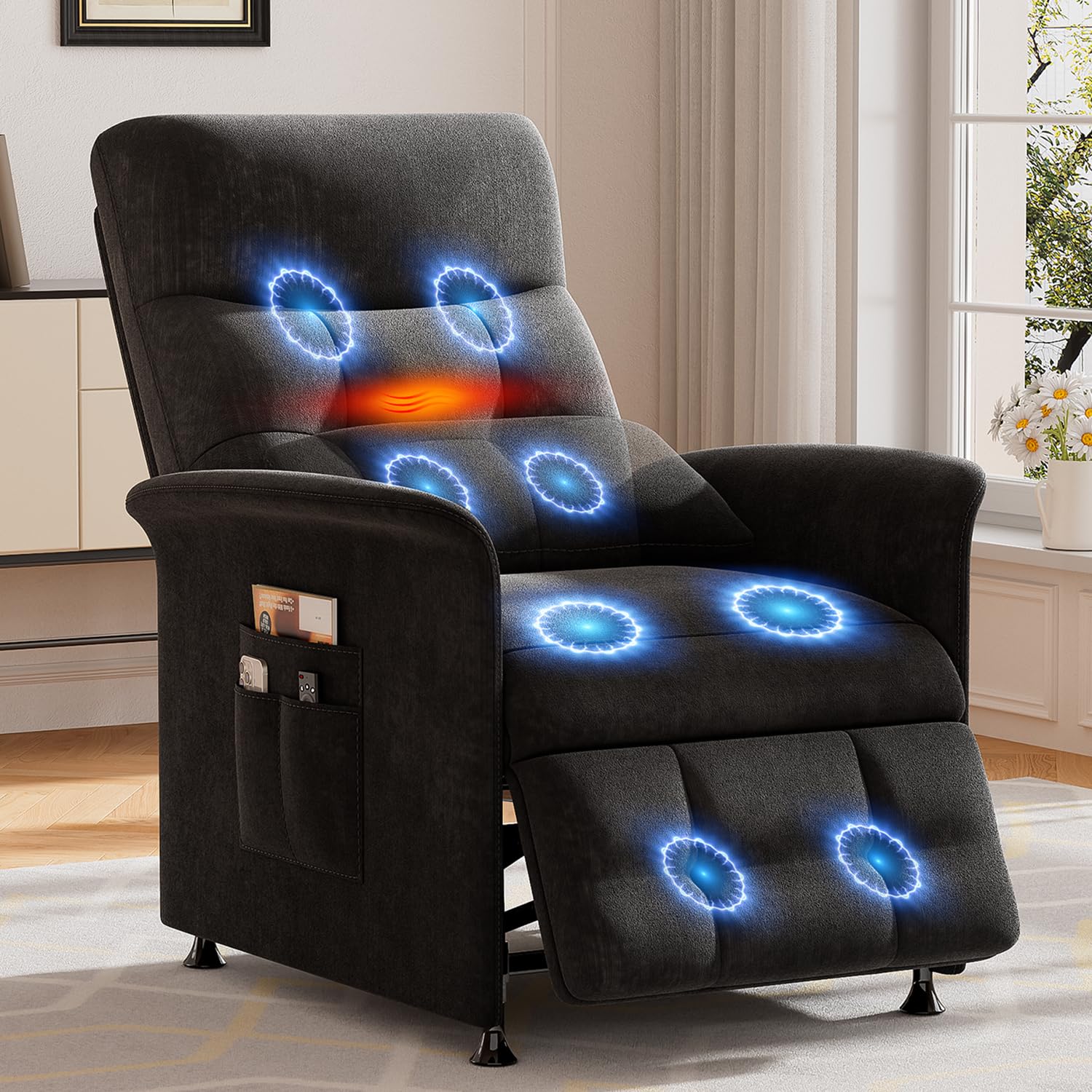 Power Recliner Chair with Massage &amp; Heat, Electric Recliner for Elderly