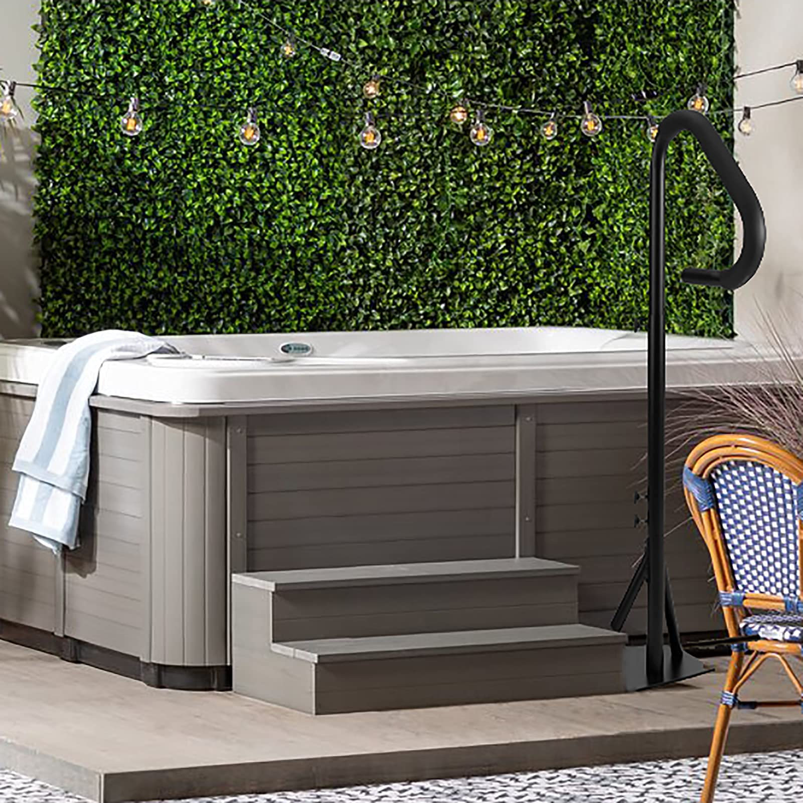 ZOMOFEW Spa/Hot Tub Safety Handrail 63''SlideUnder Base Spa Steps Hot Tub Stainless Steel Spa