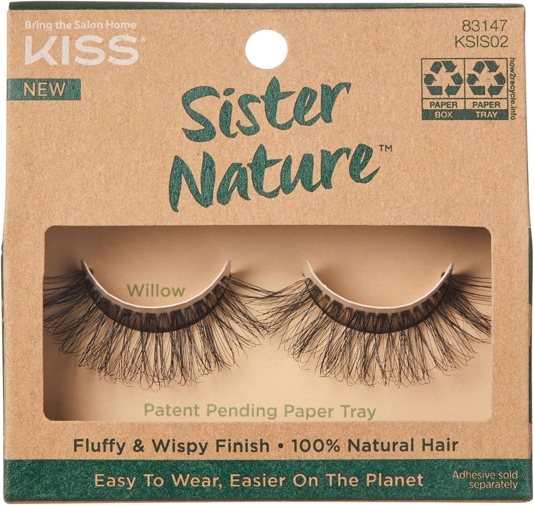KISS Sister Nature False Eyelashes, 'Willow', 14 mm, Includes 1 Pair Of Lash, Contact Lens Friendly, Easy to Apply, Reusable Strip Lashes