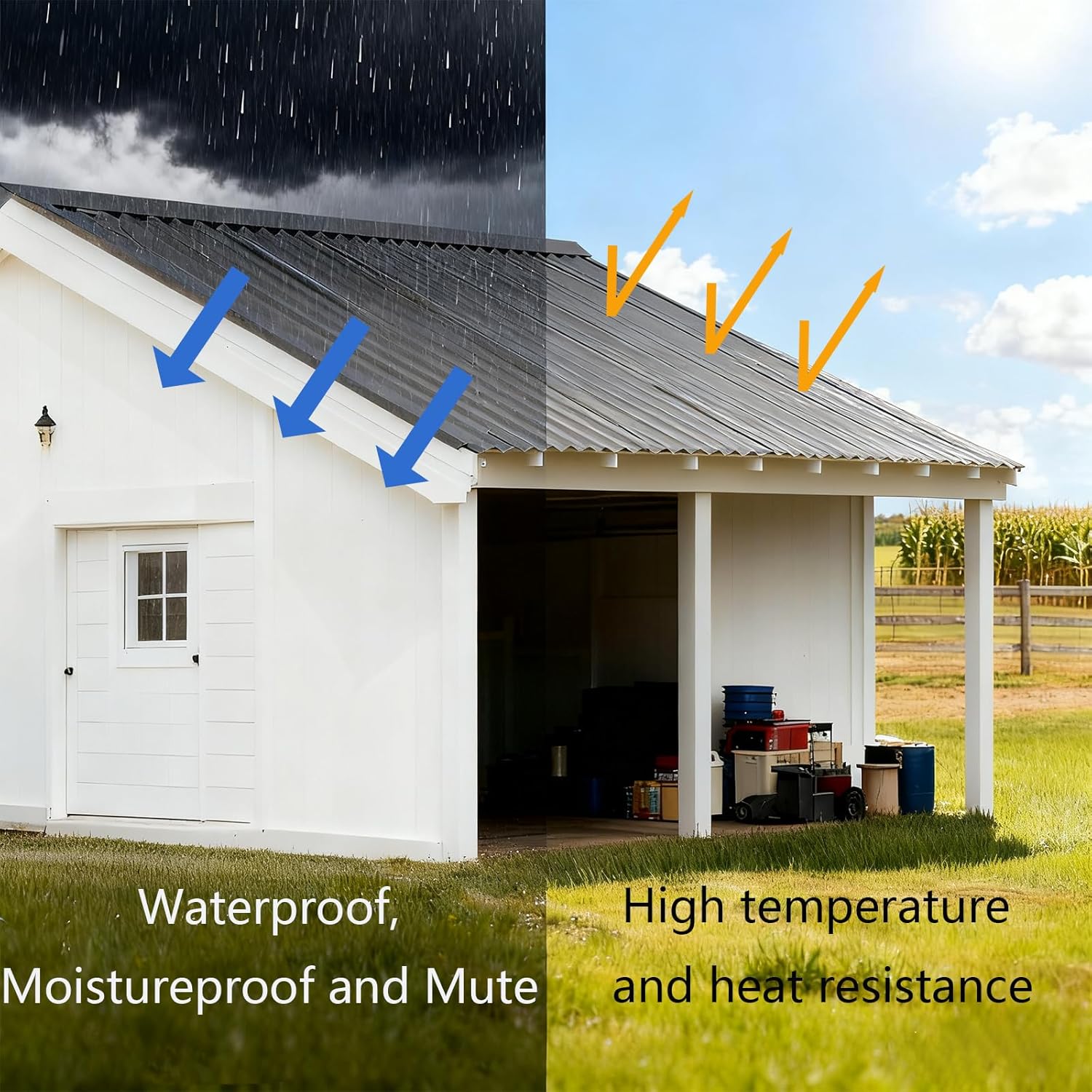 Gray Silent PVC Roofing Sheets - 10pcs Set, Covers 135ft² UV Blocking | Fade & Corrosion Resistant, Suitable for Cold & Hot Climates. Ideal for Houses, Garages, Tool Sheds
