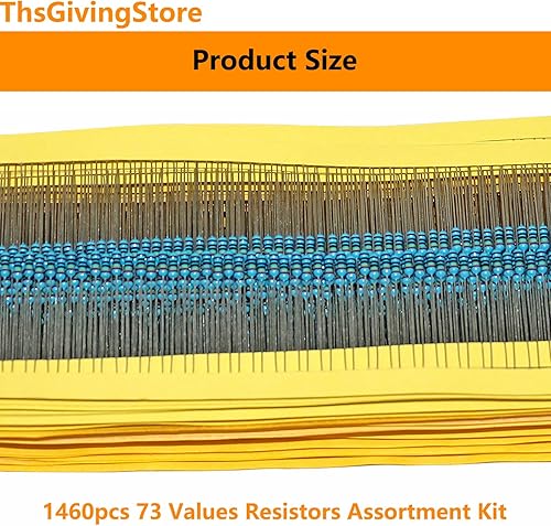 Miniatura 6 de Kit surtido de resistencias de 73 valores de 1460 piezas, 1 ohmio - 680k Ohm 14w 1% Metal Resistors Kit con caja de almacenamiento para proyectos y