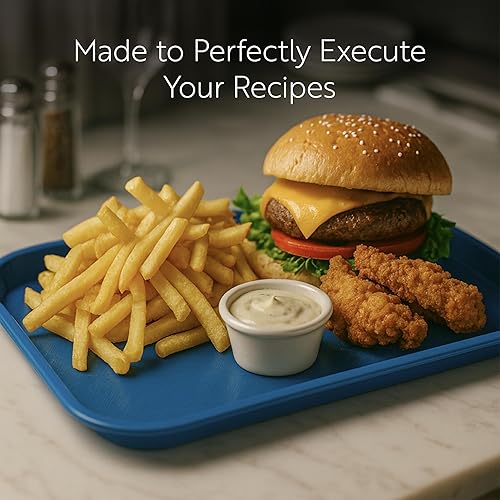 Miniatura 7 de Restaurantware RW Base - Bandejas de comida rápida de 10 x 14 pulgadas, 10 bandejas resistentes para cafetería, bandejas de plástico azul ligeras,