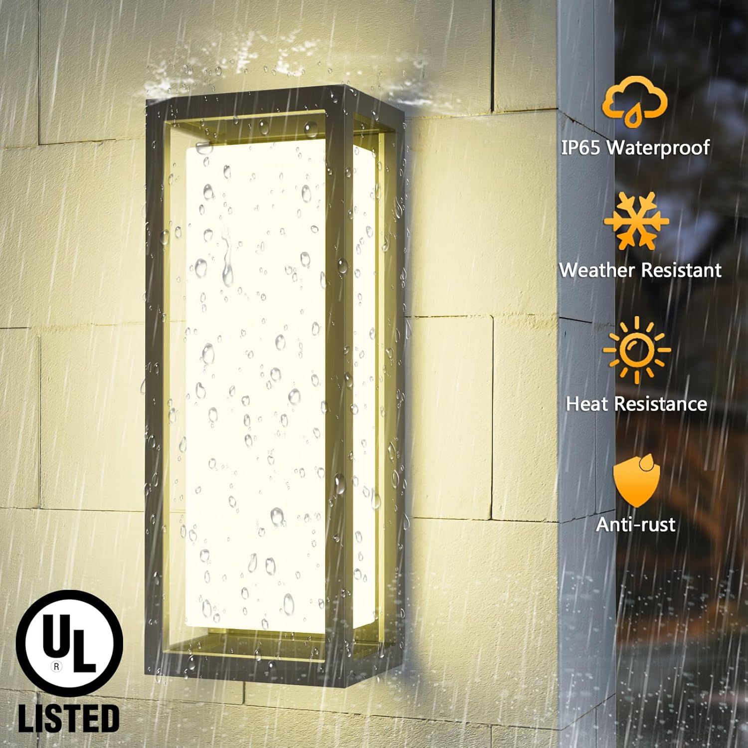 Dimmable LED Outdoor Wall Sconce, Modern Porch Lights 2700K 3000K 3500K 4000K 5000K 5 Colors Changeable,1400 Lumens Exterior Up Down Outdoor Wall Lights for House,Garage Door 2 Pack