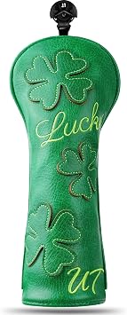 Golf Club Head covers for Driver/Fairway Wood/Hybrid/1.3.5.UT/Irons/Putters Green PU Leather Clover