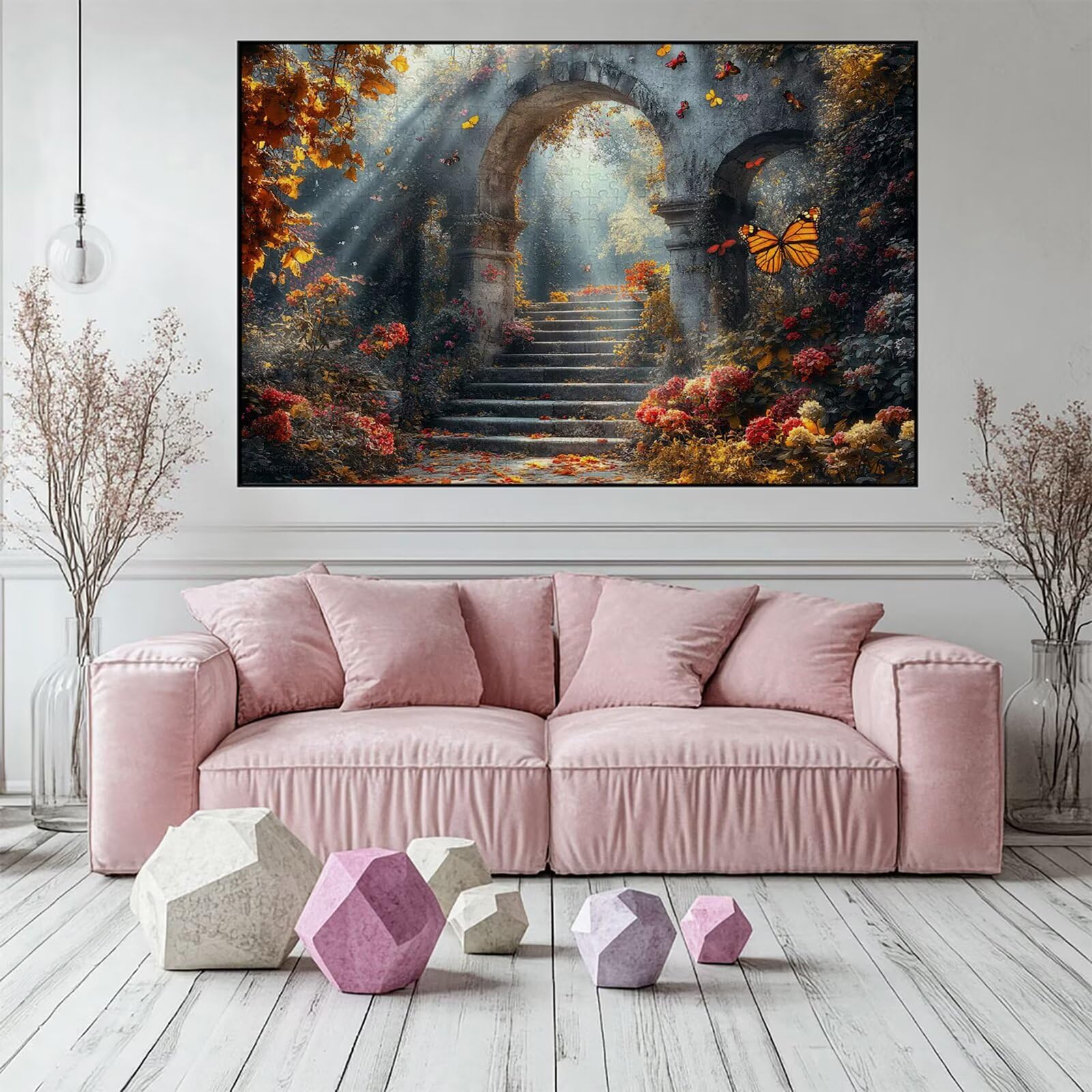 Puzzle 2000 elementów leśnych dorosłych motyl 100 x 70 cm rzemiosło klasyczne 3D drewniana układanka do rodzinnych gier aktywności, układanka do samodzielnego wykonania, do dekoracji ścian domu