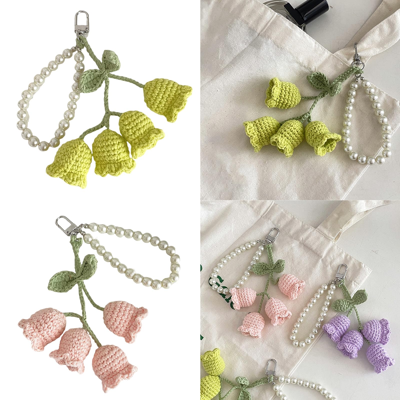 Portachiavi portachiavi a forma di fiore lavorato a maglia da 1 pezzo, pendente per borsa a foglia di fiore di lana all'uncinetto da donna – acquista a prezzi convenienti sul marketplace