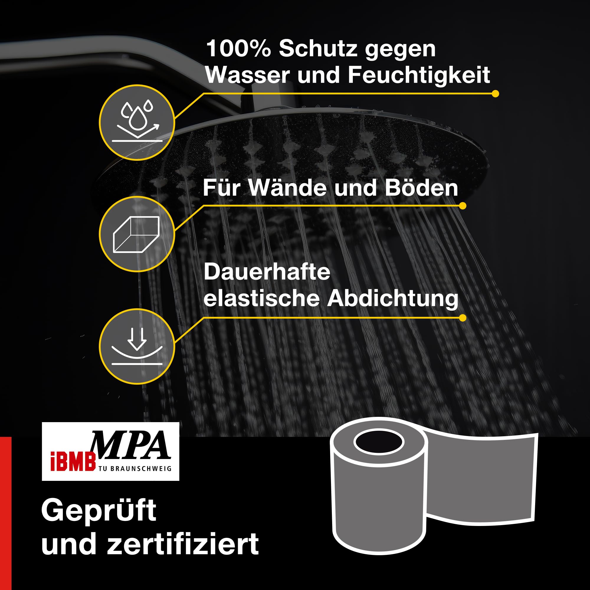 Isolbau Dichtband P3 Blau - 50 m Abdichtband Wasserdichtes Dichtungsband für Sanitär, Dusche, Bad und Fliesen, Balkon und Terrasse, Abdichtung für Innen- & Außenbereich - 120 mm