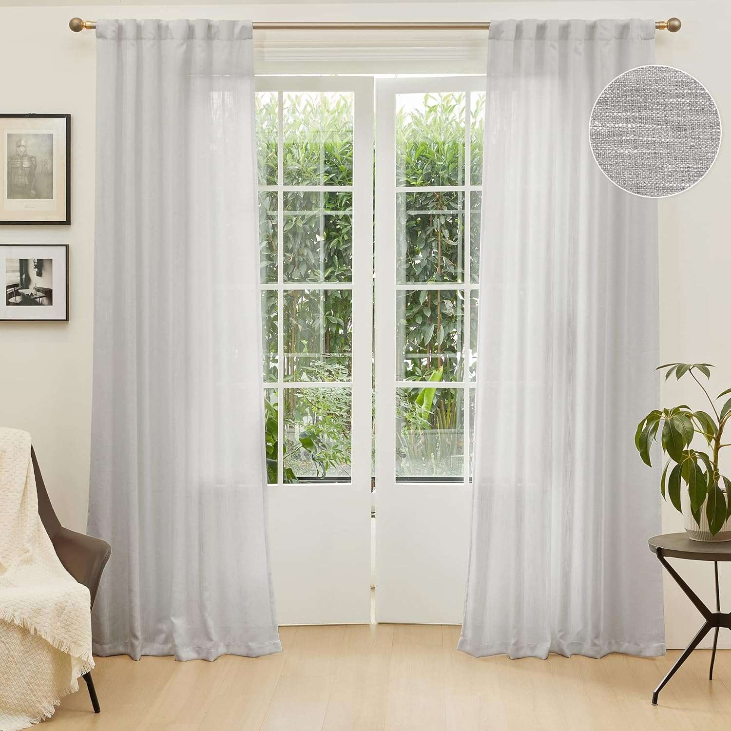 MYSKY HOME Grey Curtains 84 Inch Length, Living Room