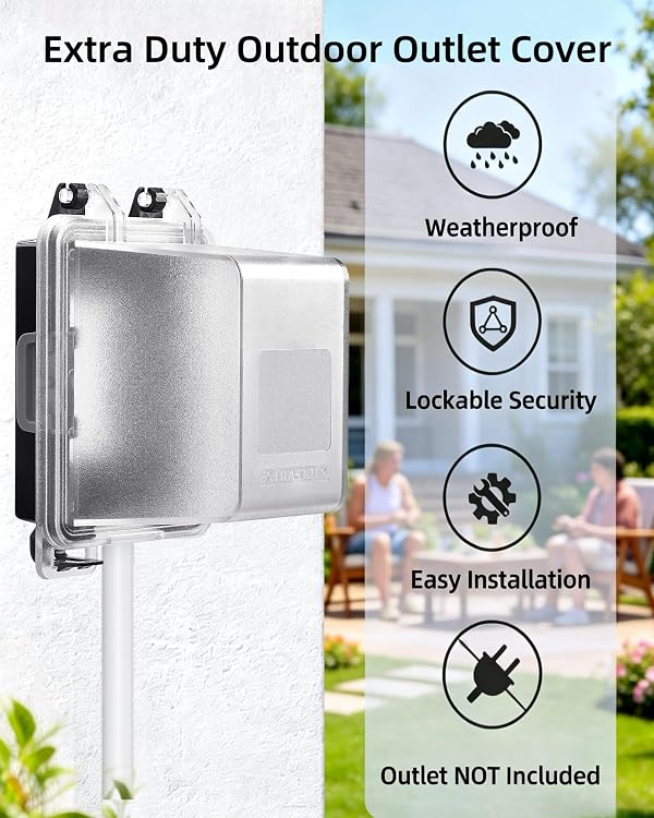 TAYMATIC Extra-Deep 1-Gang Weatherproof Exterior Outlet Cover,Outdoor Receptacle Cover, NEMA 3R, Horizontal/Vertical Mount, Compatible with GFCI, Duplex Outlets & Switches, Black, 1-Pack by TAYMATIC - Image 4