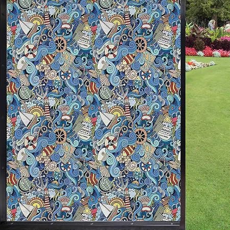 Amazon.com: Nautical Window Film Privacy Window,Kraken Octopus ...