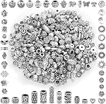 350 Pcs Silver Spacer Beads for Jewelry Making, Mixed Bulk Random Styles Metal Beads for Bracelets, Necklace, Earring Jewelry Making