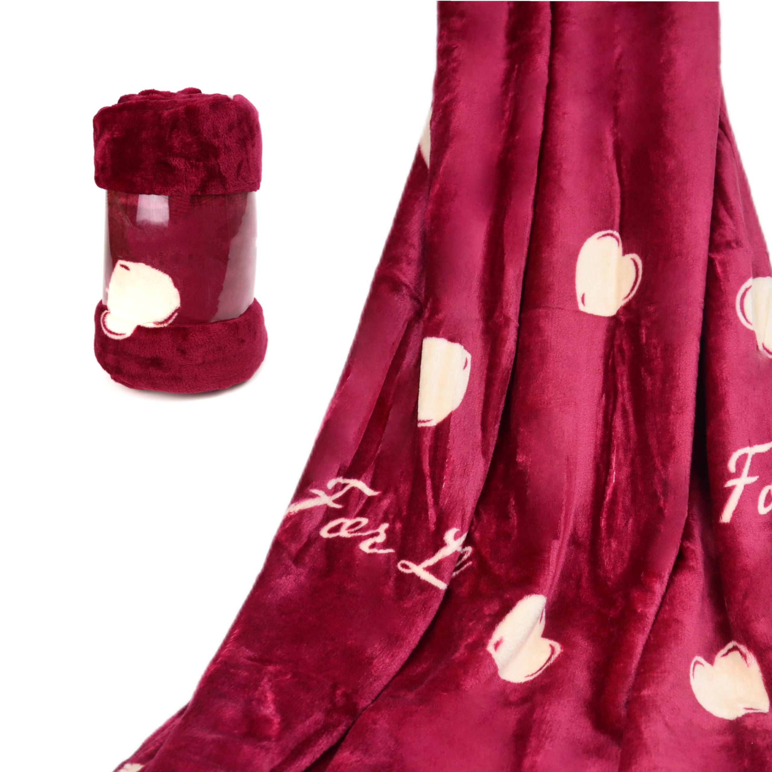 Manta roja de Franela con Corazones para Cama y sofá, Ideal para Sala, Dormitorio y Uso Diario, tamaño 220 x 240 cm, cálida y cómoda, con Textura Suave al Tacto, añadir Estilo y Confort