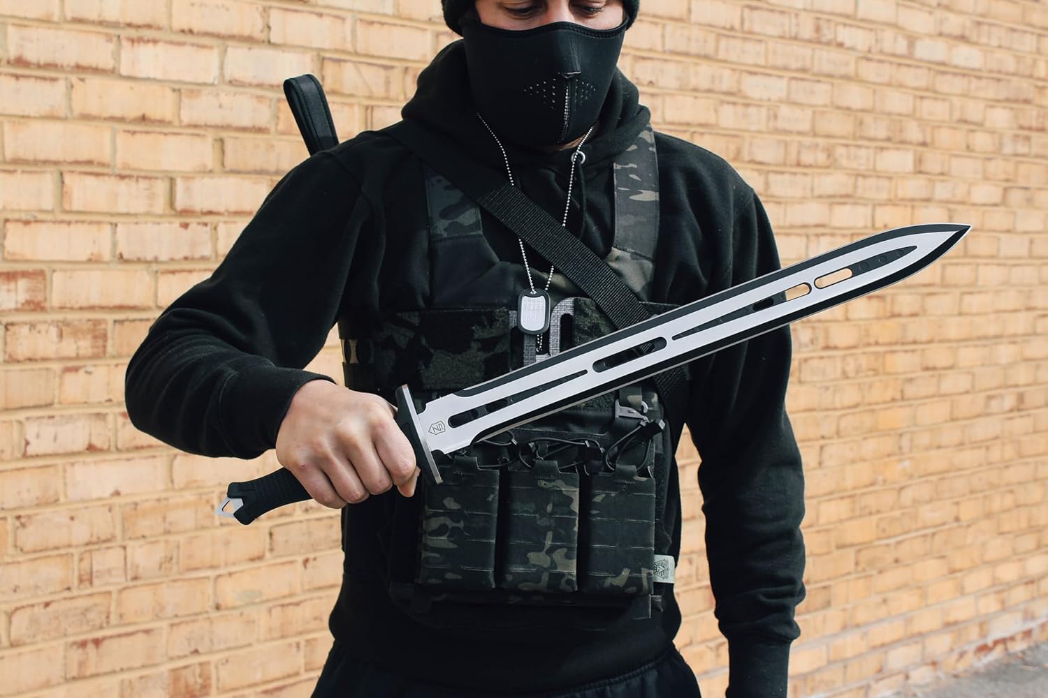 Sierra Zulu Garrison Sword - 7CR13 Stainless Steel Blade, 27.0 inches Overall, 19.5” Blade with Two Tone Powder Coated Finish - Glass Fiber Handle, Tactical Nylon Sheath with Reversible Wear Strap - Image 6