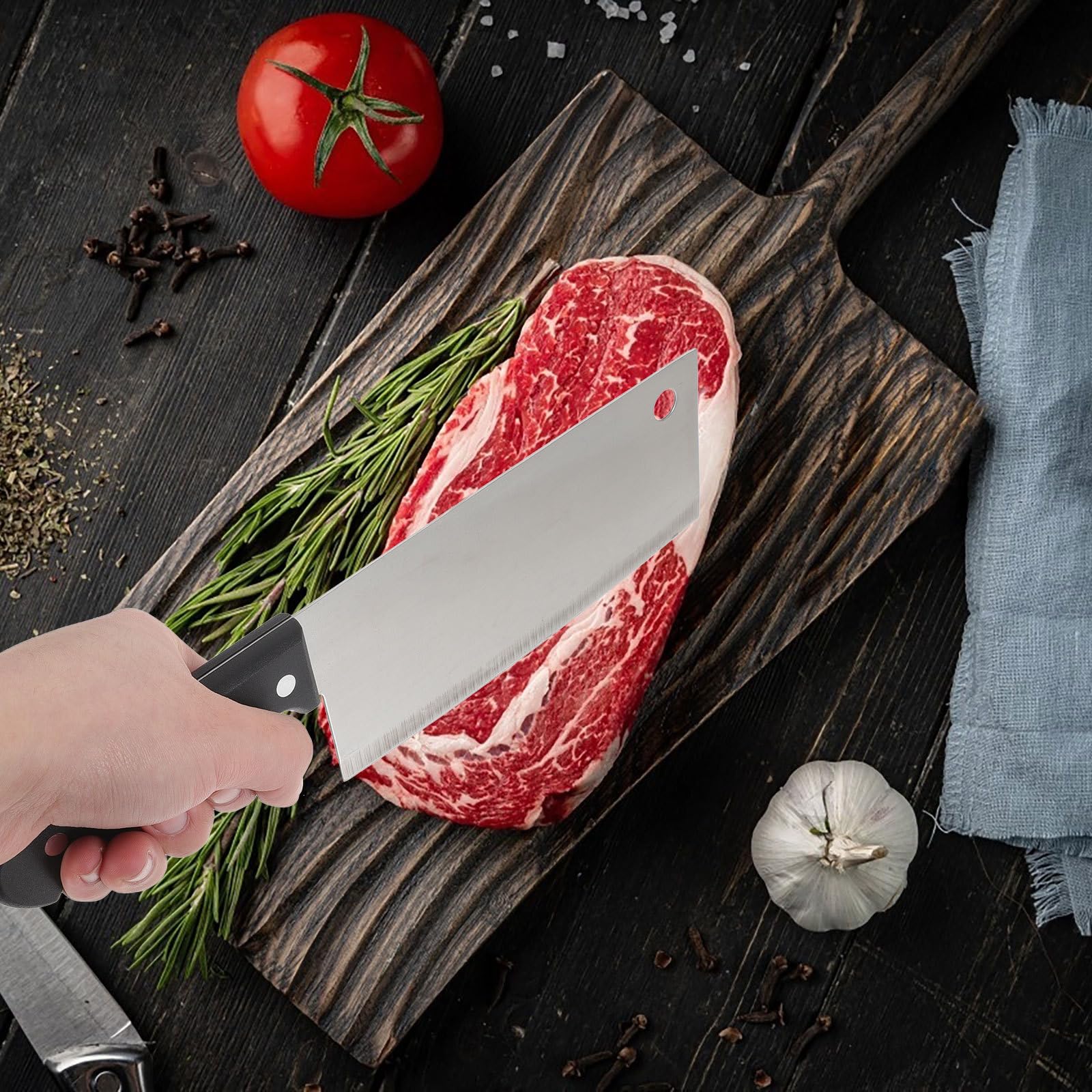 ibasenice Juego de Cuchillos de Cocina Acero Inoxidable Negro | Plástico de Agarre Cómodo, Fácil Limpieza y Apto Lavavajillas, Resistente al Óxido