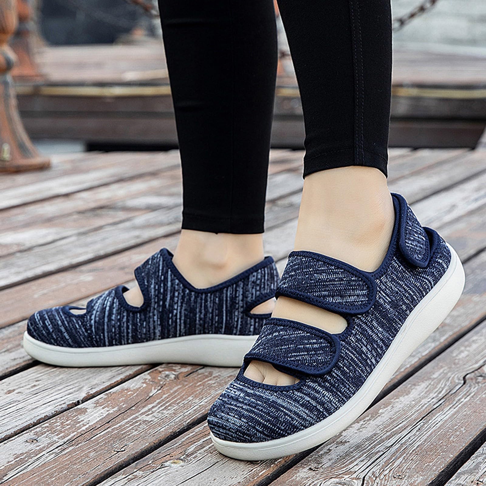 Hsyooes Sandales de rééducation Femme Chaussures diabétiques Hommes Chaussons Orthopédique Respirable Réglables Pantoufles Anti-dérapante Edema Swollen