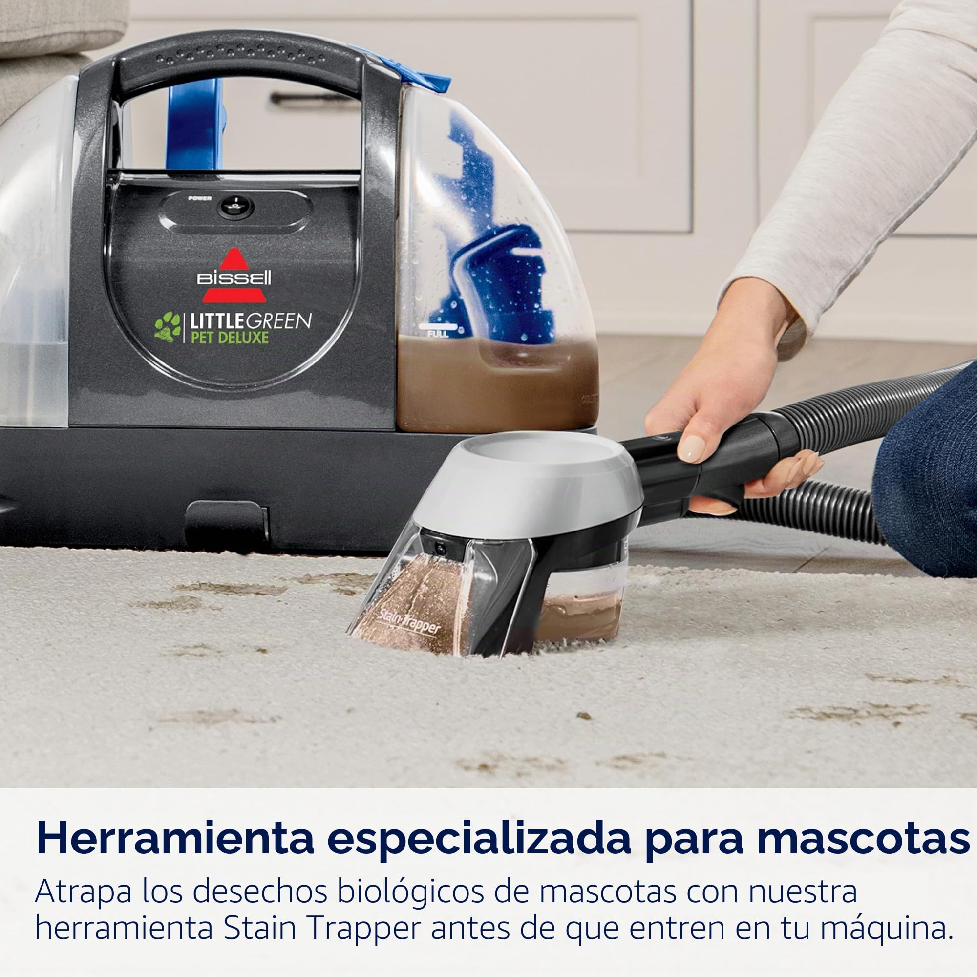 BISSELL Little Green Pet Deluxe 3353 - Limpiador portátil de alfombras | Capacidad de detalles de automóviles y automóviles; color gris/azul; aborda la suciedad de mascotas en tapicería y vehículos