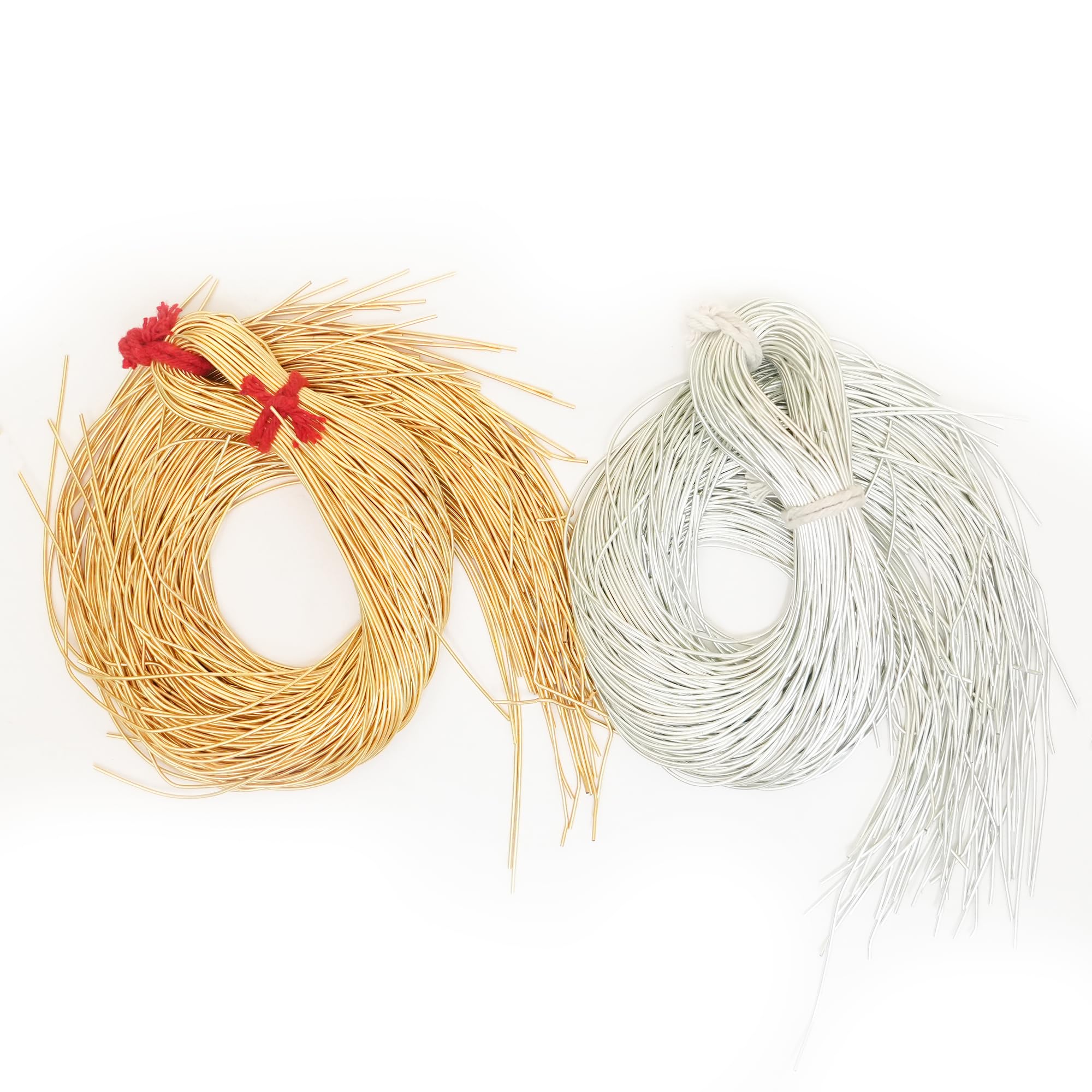 EmbroideryMaterial Dabka Wire Combo for Aari & Zardosi Work – 200 Grams Smooth Metallic Embroidery Wire, 1MM Copper Dabka for Hand Embroidery & Jewelry Making, Silver & Gold (100g Each)