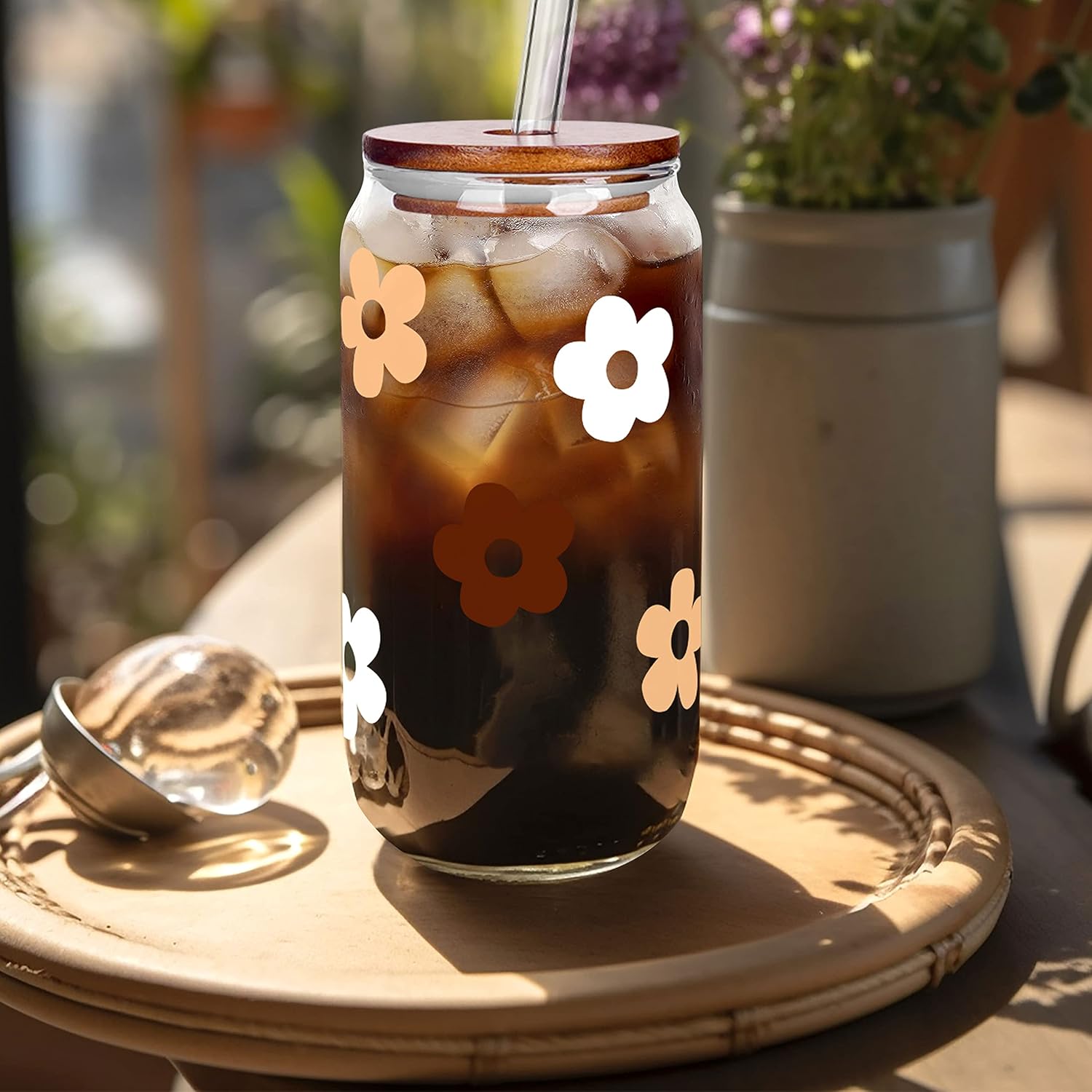 Glass Cups with Lids and Straws, Can Shaped Glass Cups, 20OZ Glass Cups, Drinking Glasses, Iced Coffee Glasses Cup, Smoothie Cups, Tumbler Glass, Reusable Iced Coffee Cup Drinking Glasses -Set of 2 - Image 5