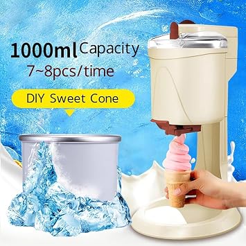 Ice Cream Maker Machine with Compressor, Automatic Soft Serve Ice Cream Maker, 1L Large Capacity for Yogurt and Sorbet