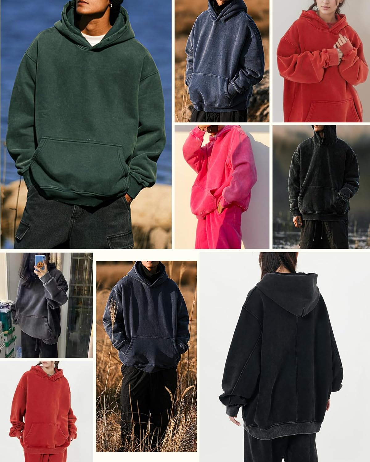 Dnzzs Womens Oversized Hoodie Acid Wash Hoodie Vintage Sweatshirt Heavyweight Fleece Cotton Streetwear Trendy Sweatshirts - Image 5