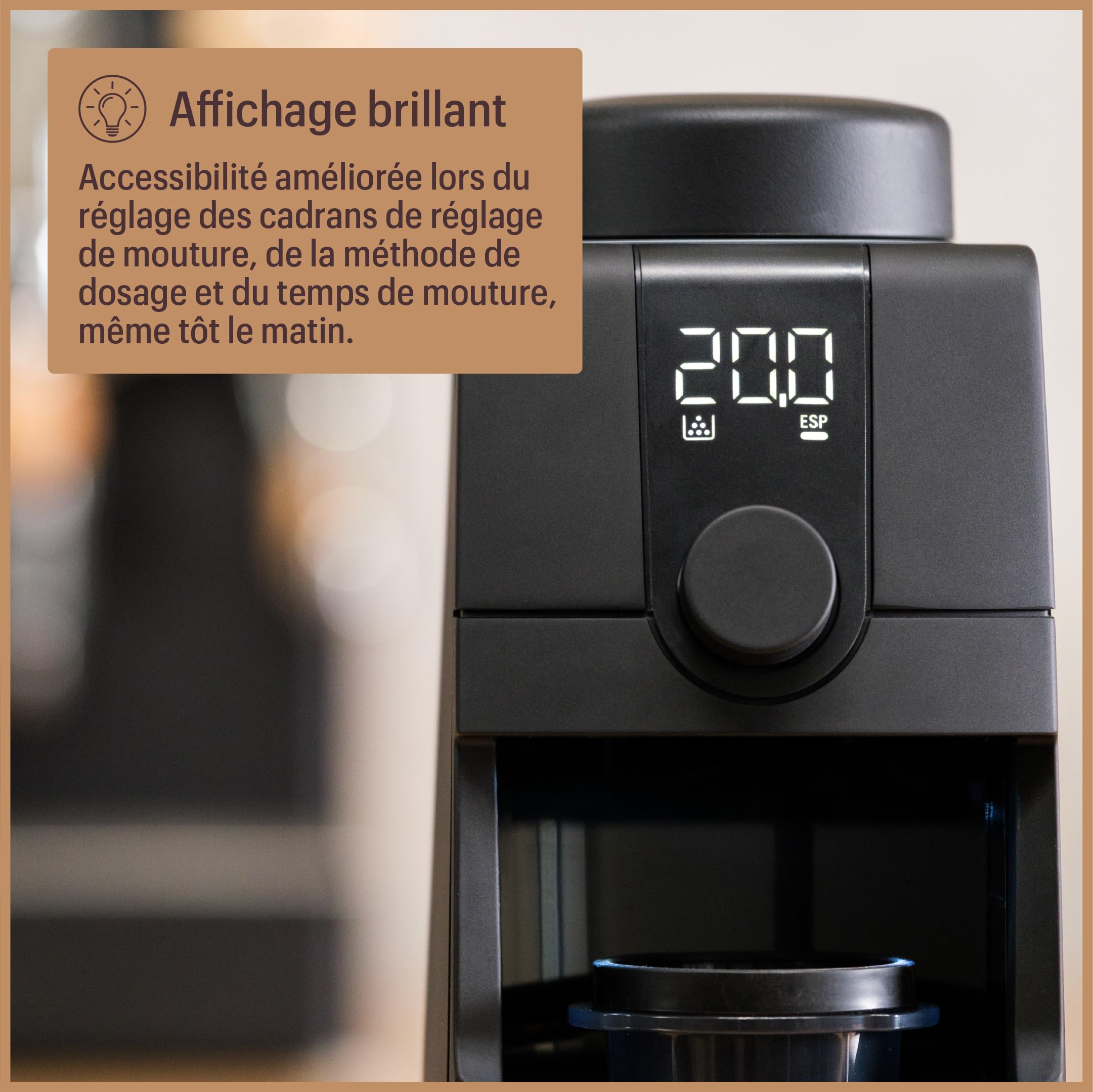 Baratza Encore ESP Pro Moulin à Café | Réglage en Continu, Technologie Antistatique, 2 Modes de Dosage, Trémie de 300 g, Meules Coniques de 40 mm, Facile à Nettoyer